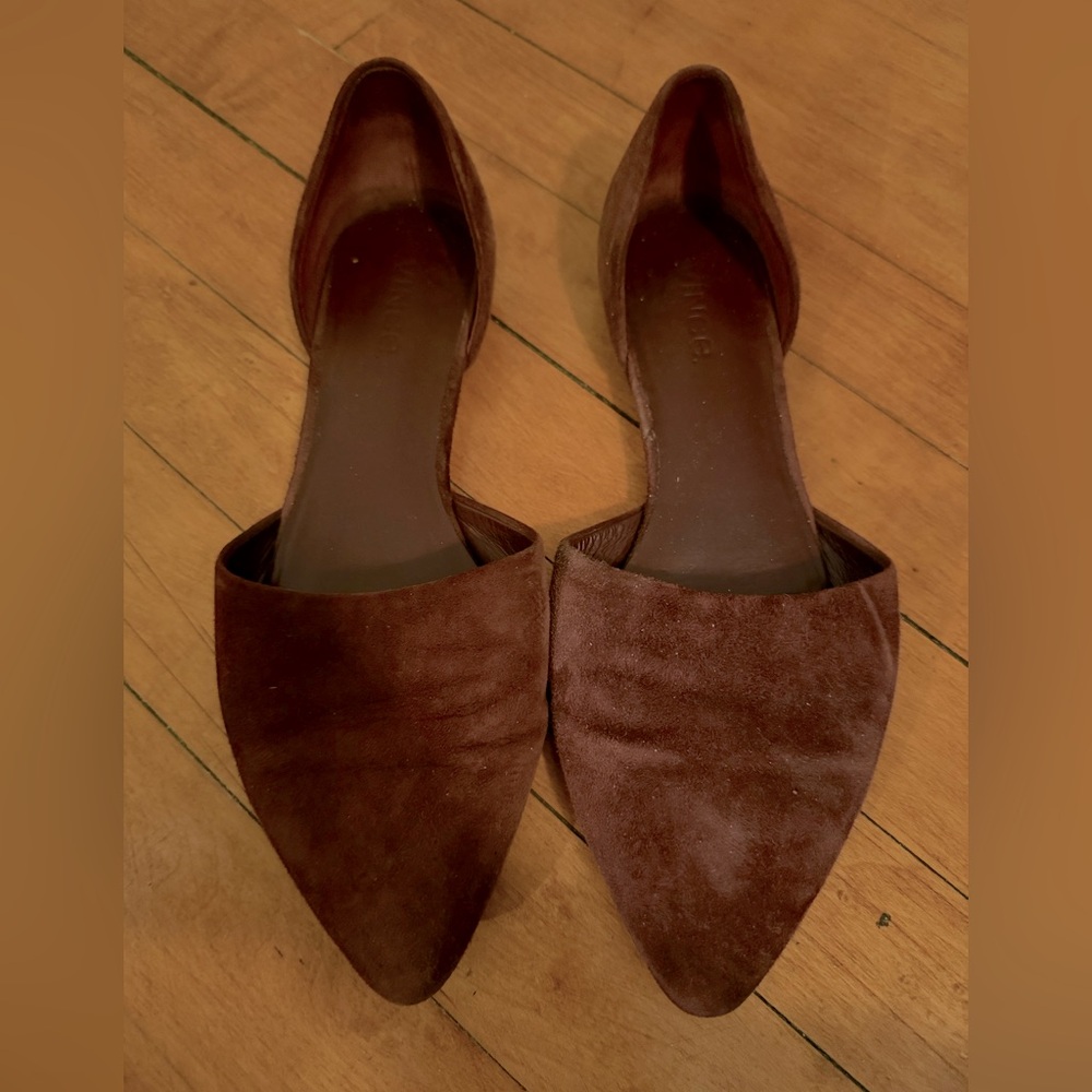 Vince D’orsay Flats size 8 Brown Suede Comfortable Shoes Pointed Toe Luxe